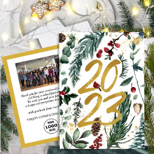 Postal Año Nuevo 2023 Foto Festividad Pine Bough