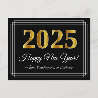 Postal Año Nuevo 2025 - Fancy, Luxurious, Faux Gold Look