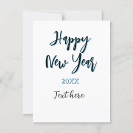 Postal Año nuevo azul negro audaz año simple
