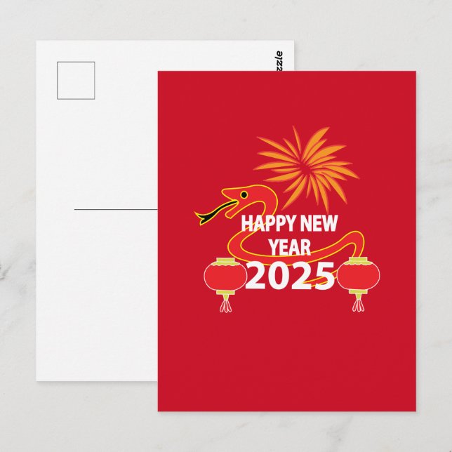 Postal Año Nuevo chino 2025 serpiente Año nuevo chino (Anverso / Reverso)