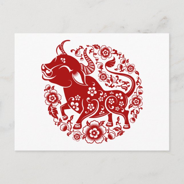 Postal Año Nuevo Chino de la Floral Ox 2021 (Anverso)