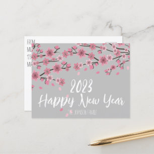 Postal Año Nuevo Chino Moderno Flor de Cerezo 2023