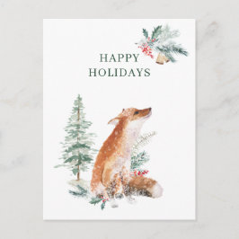 Postal Año Nuevo de los Navidades de Winter Woodland Fox