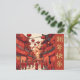 Postal Año nuevo lunar chino Farolitos elegantes rojo oro (Anverso de pie)