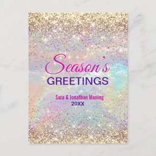 Postal Año nuevo Navidades de purpurinas de oro de ascend