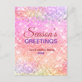 Postal Año nuevo Navidades de purpurinas ribereños de mod