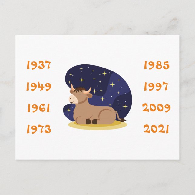 Postal Años chinos del buey (Anverso)