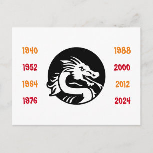 Postal Años chinos del dragón 1940 a 2024