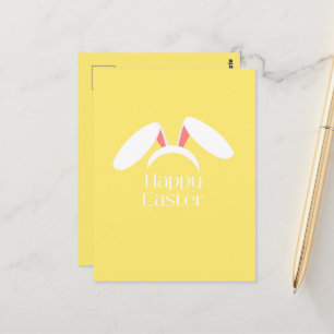 Postal Años de conejo blanco feliz de Pascua