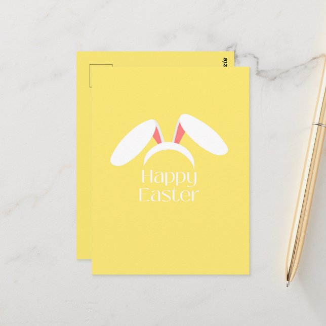 Postal Años de conejo blanco feliz de Pascua (Anverso/Reverso In Situ)