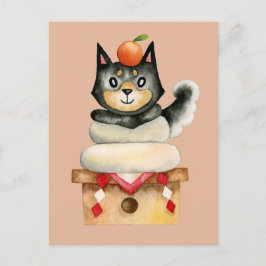 Postal Años nuevos japoneses de Shiba Inu divertidos