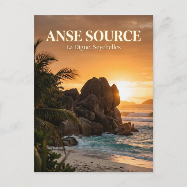 Postal Anse Source d'Argent, La Passe, La Digue (Anverso)