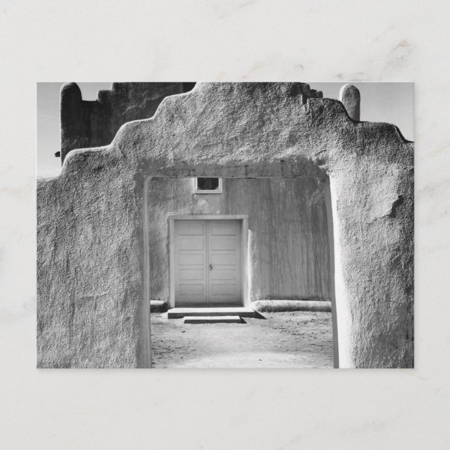 Postal Ansel Adams - Entrada de la Iglesia - Nuevo México (Anverso)