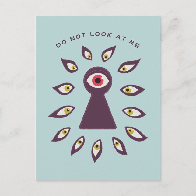 Postal Ansiedad de ojos con miradas paranoicas (Anverso)