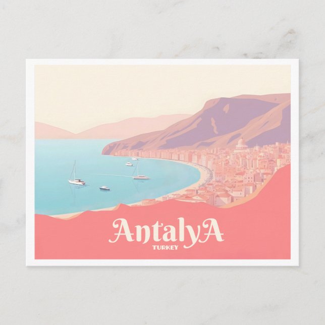 Postal Antalya Turkey Pastel Travel (Anverso)