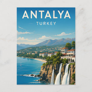 Postal 🌊 Antalya Turquía Costa Mediterránea Y Cascada