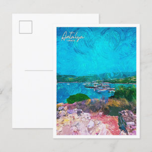 Postal Antalya Turquía Hermoso paisaje de pintura al óleo