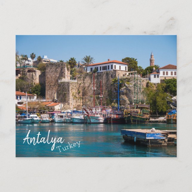 Postal Antalya, Turquía: Puerto Deportivo de Ciudad Vieja (Anverso)