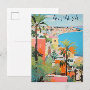 Postal Antalya Turquía Viajes Ciudad Pintura Estética