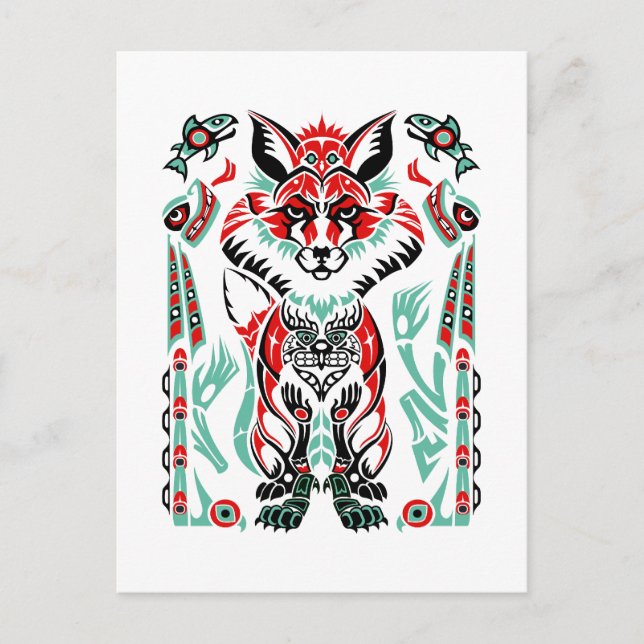 Postal Antártico nativo americano de la costa norte del P (Anverso)