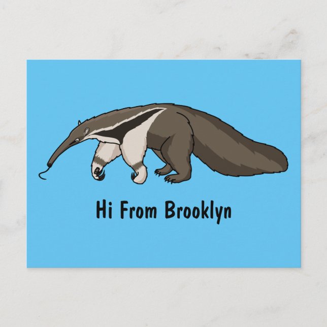 Postal Anteater feliz personalizado ilustracion (Anverso)