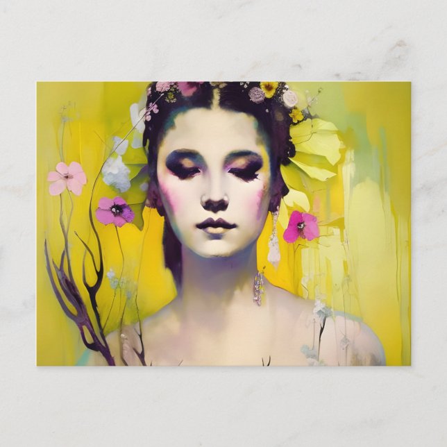 Postal Antecedentes amarillos de la diosa primavera (Anverso)