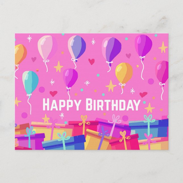 Postal Antecedentes De Cumpleaños Y Globos (Anverso)