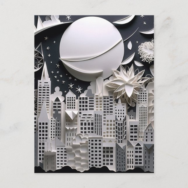 Postal Antecedentes de la ciudad en el paisaje nocturno (Anverso)