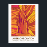 Postal Antelope Canyon Arizona Viaje Arte Vintage<br><div class="desc">Diseño artístico vectorial del cañón de Antelope. El cañón Navajo Upper Antelope es un cañón de ranura en el suroeste estadounidense.</div>