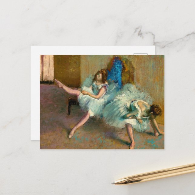 Postal Antes del ballet por Edgar Degas (Anverso/Reverso In Situ)
