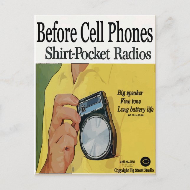 Postal Antes del teléfono celular, radios de transistores (Anverso)