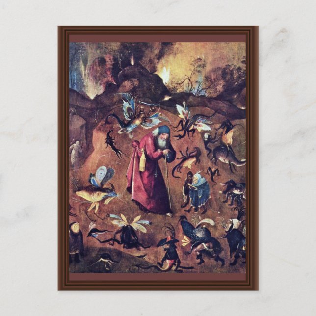 Postal Anthony Con Monstruos. Por Hieronymus Bosch (Anverso)