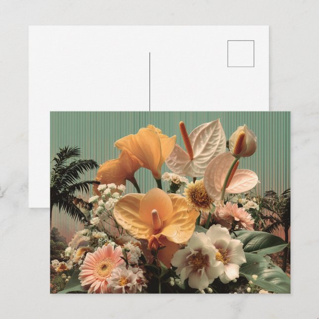 Postal Anthurium and Tropical Floral Arrangement (Anverso / Reverso)