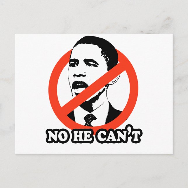 POSTAL ANTI-OBAMA / NO, NO PUEDE CAMISEAR (Anverso)