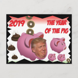Postal Anti Trump, - El año del cerdo - 2019,