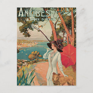 Postal Antibes Côte d'Azur France Vintage