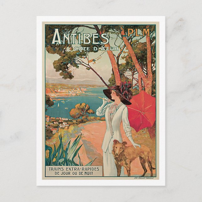 Postal Antibes Côte d'Azur Francia Vintage (Anverso)