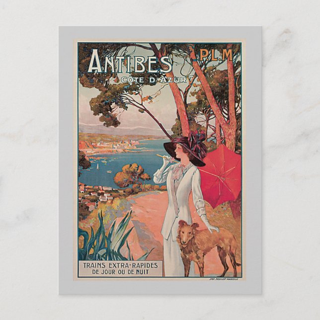 Postal Antibes, France Vintage Travel Advertencias (Anverso)