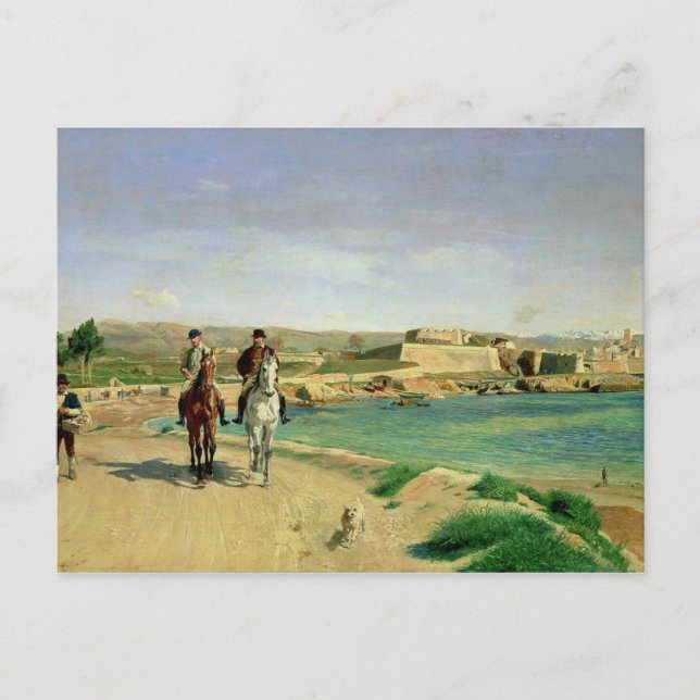 Postal Antibes, la equitación, 1868 (Anverso)