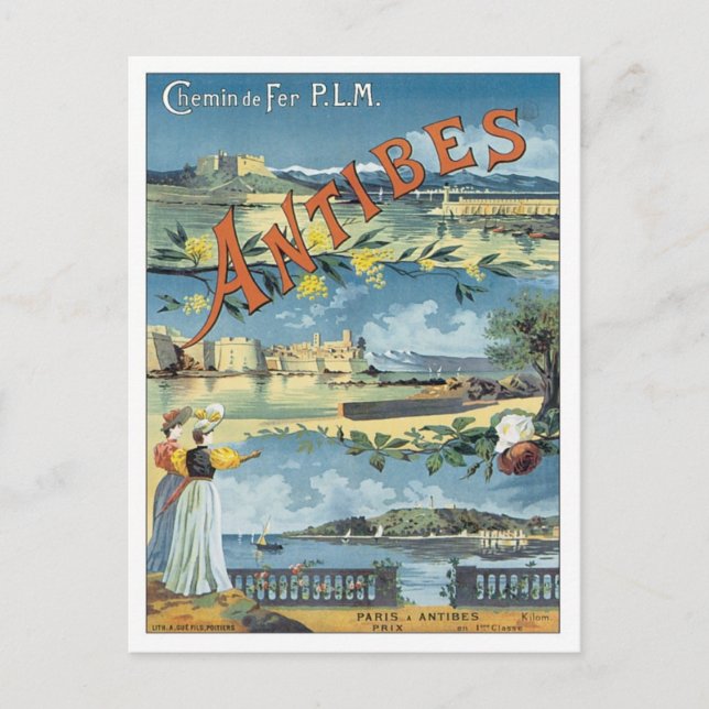 Postal Antibes Vintage Mediterráneo (Anverso)