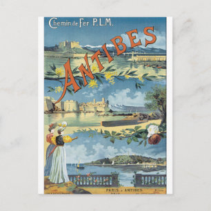 Postal Antibes Vintage Travel Poster