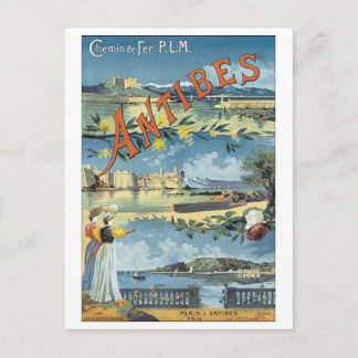Postal Antibes Vintage Travel Poster