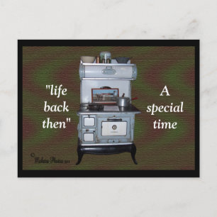 Postal anticuario Cookstove de madera -3 Postcard- person