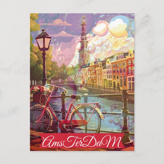 Postal antigua Amsterdam Holanda Países Bajos (Anverso)