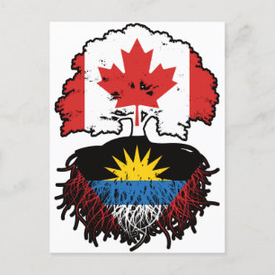 Postal Antigua Antigua Canadá Canadá Árbol con bandera