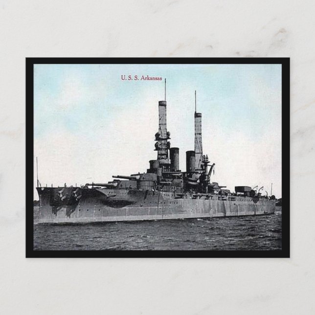 Postal antigua - Arkansas, buque de guerra estadou (Anverso)