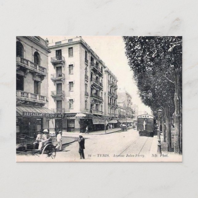 Postal antigua - Ave Jules-Ferry, Túnez (Anverso)