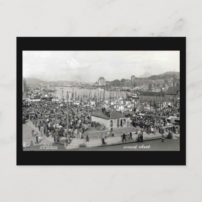 Postal antigua, Bergen, Noruega (Anverso)