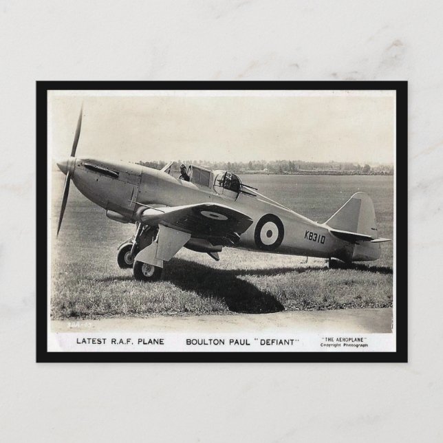 Postal antigua - Boulton Paul "Defiant" (Anverso)