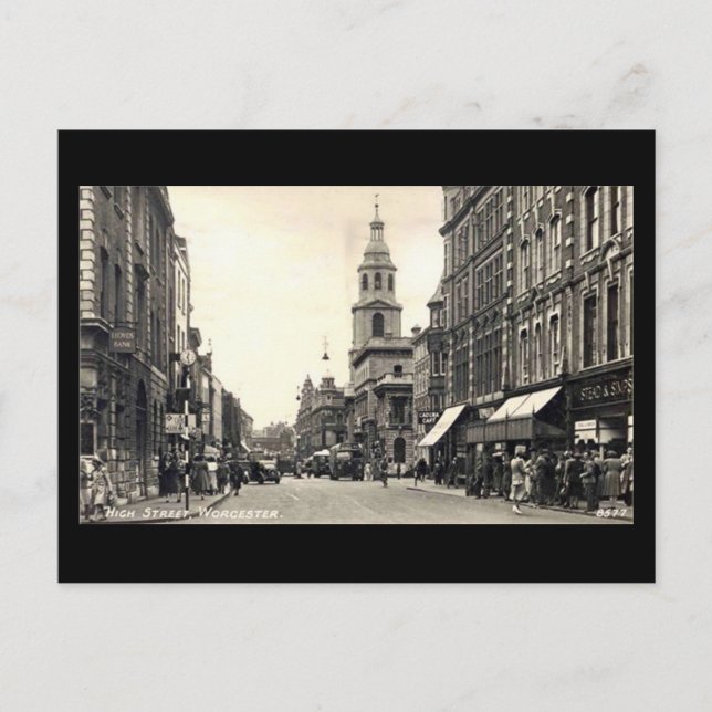 Postal antigua - Calle alta, Worcester (Anverso)
